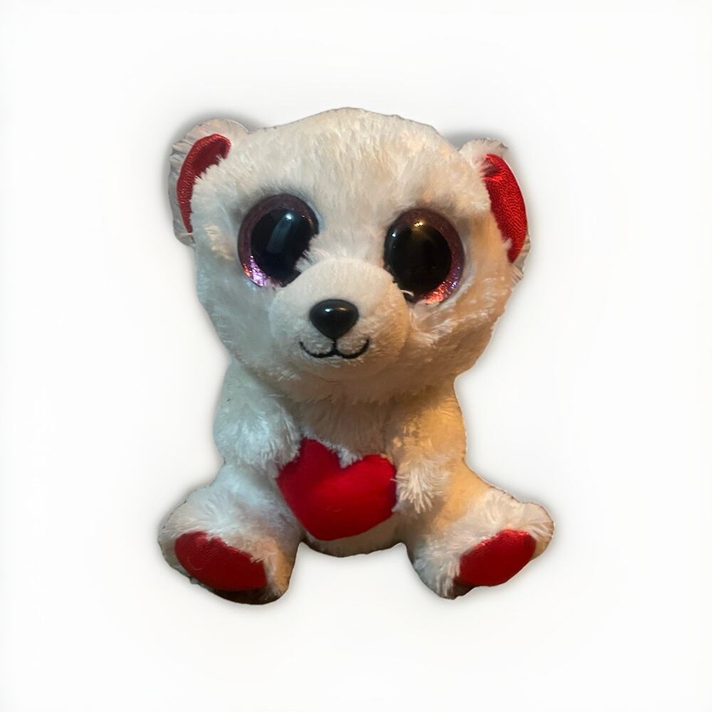 Ty Beanie Boos CUDDLY BEAR the‎ Valentine Bear (6 Inch)